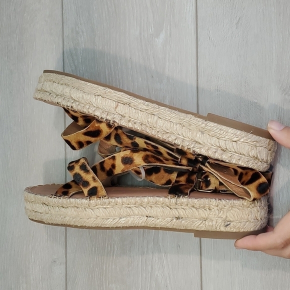 NEW Madewell The Malia Espadrille Leopard Calf Hair Sandals shoes sz 10M - Picture 11 of 16